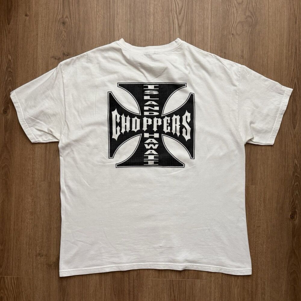 Vintage West Coast Choppers Island Hawaii Shirt Mens XL White Biker Tee 24x29